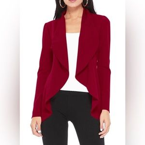 Burgundy Long Sleeve Solid Blazer